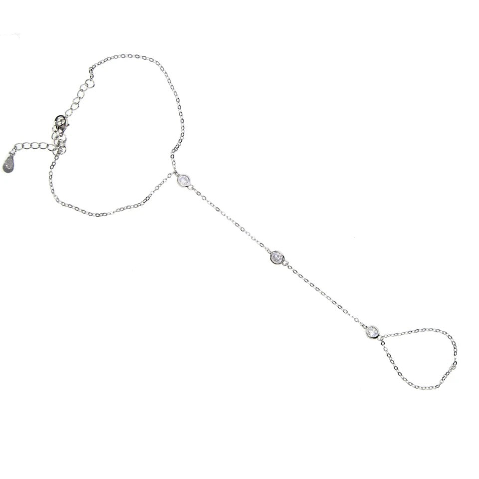 D’amour hand chain, platinum silver