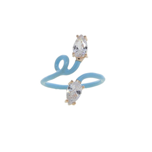 Enamel vine ring, blue