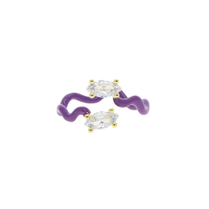 Enamel wave ring, purple