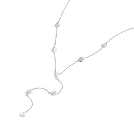 D’amour huit lariat necklace, platinum silver