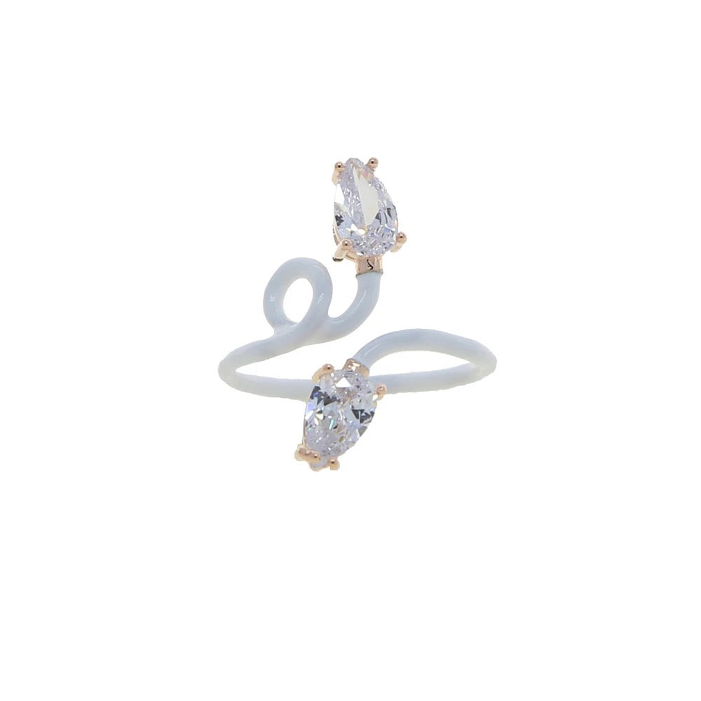 Enamel vine ring, white